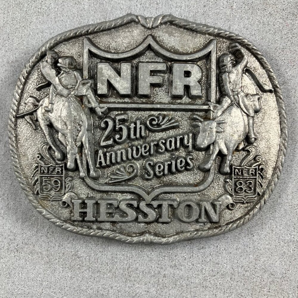 Ltd Edition Western Belt Buckle 1983 Hesston NFR 25th Anniversary Pro Rodeo PRCA